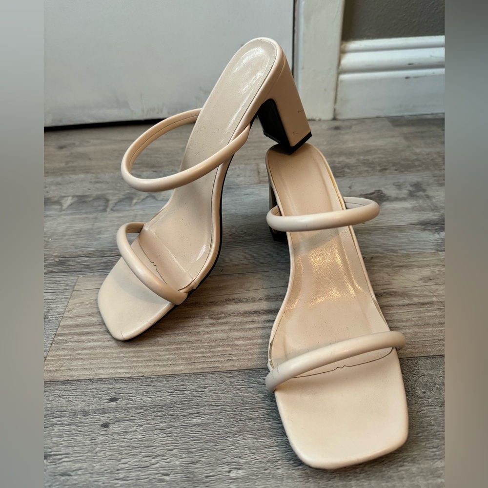 Women’s cream block heel sandal